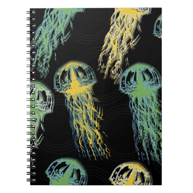 Hand drawn jellyfish texture. Raster hand drawn wa Notebook (Front)