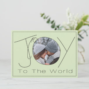 Hand-drawn Joy to the World Minimalist 2 Photo Holiday Card