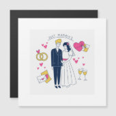 Hand-Drawn "Just Married" Couple Wedding Keepsake  (Front/Back)