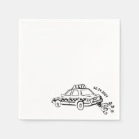 Hand Drawn Just married taxi Cocktail Wedding 