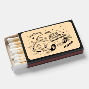 Hand Drawn Just married taxi wedding Matchboxes