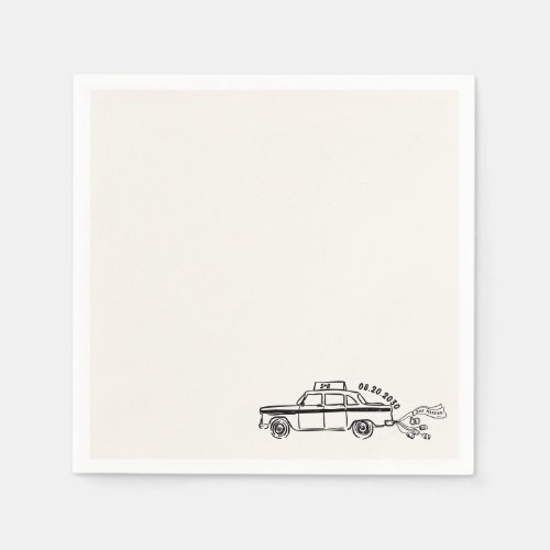 Hand Drawn Just married taxi wedding  Napkins
