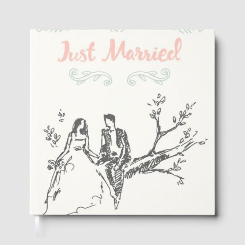 Hand-Drawn "Just Married" Wedding Guest Book - Art