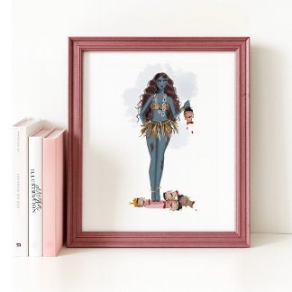 Hand drawn Kali maa, Indian art Poster