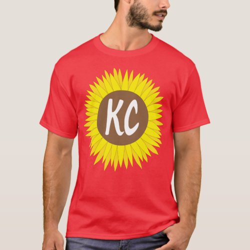 Hand Drawn KC Kansas City Sunflower T_Shirt