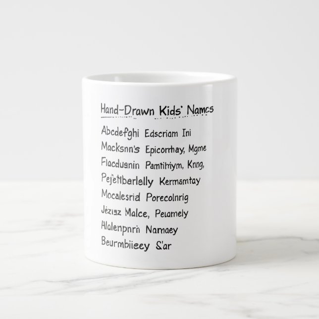 Hand-Drawn Kids' Names Personalized Children's Nur Giant Coffee Mug (Front)