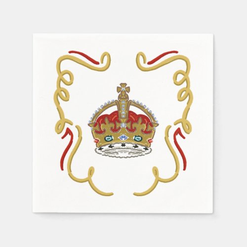 Hand Drawn King Charles Coronation Royal Crown Napkins