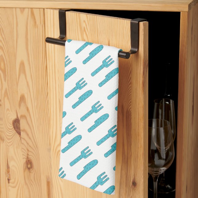 Hand Drawn Knife and Fork Kitchen Towel (Thirds Fold)