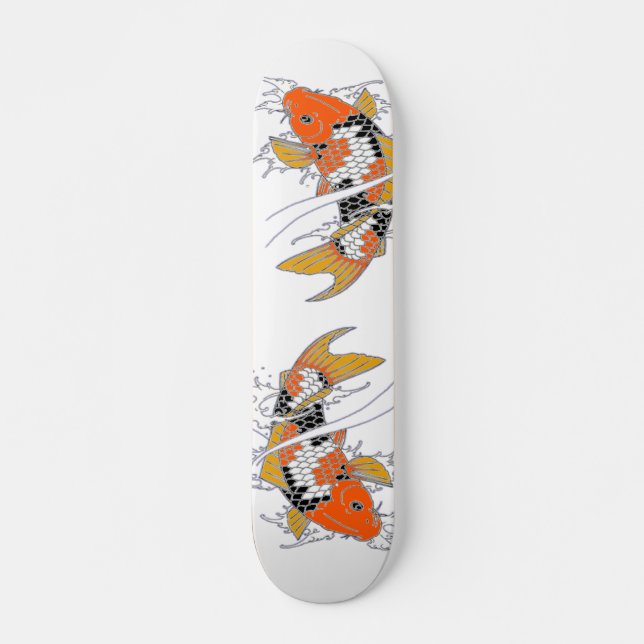 Hand Drawn Koi Skateboard Deck (Front)
