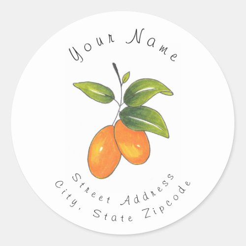 Hand Drawn Kumquats Classic Round Sticker