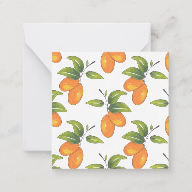 Hand Drawn Kumquats Pattern Note Card (Front)