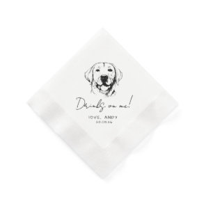 Hand Drawn labrador retrieve Drinks on me Cocktail Napkins