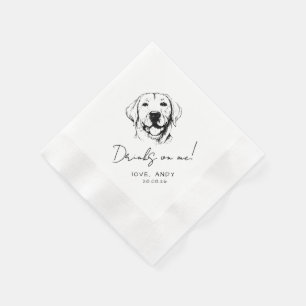Hand Drawn labrador retrieve Drinks on me Cocktail Napkins