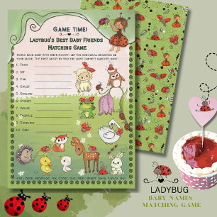 Hand-Drawn Ladybug & Friends Baby Animal Matching  Invitation