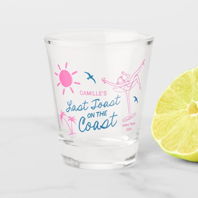 Hand-Drawn Last Toast Bachelorette Shot Glass (Front)