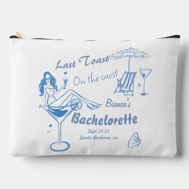 Hand Drawn Last Toast On The Coast Bachelorette  Accessory Pouch (Front)