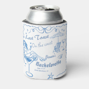 Hand Drawn Last Toast On The Coast Bachelorette  Can Cooler