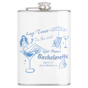 Hand Drawn Last Toast On The Coast Bachelorette Flask