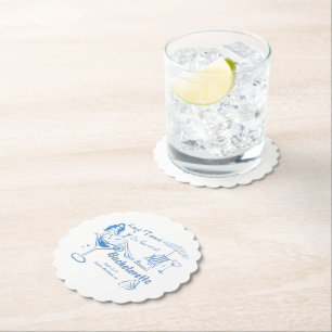 Hand Drawn Last Toast On The Coast Bachelorette  Paper Coaster