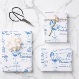 Hand Drawn Last Toast On The Coast Bachelorette  Wrapping Paper Sheets