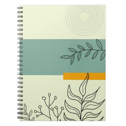hand drawn leaf elements with geometric background notebook