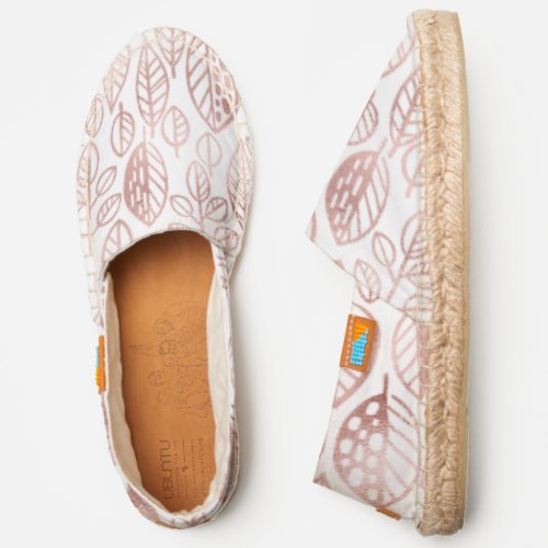 Hand Drawn Leaf Pattern Rose Gold Foil ID495 Espadrilles