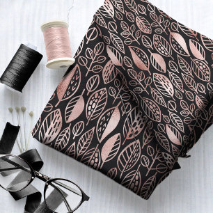 Hand Drawn Leaf Pattern Rose Gold Foil ID495 Fabric