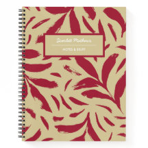 Hand Drawn Leaves Burgundy&Beige Seamless Pattern