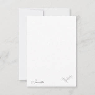 Hand-Drawn Leaves Script Name Simple Thank You Card
