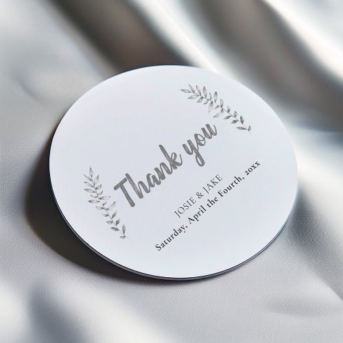 Hand drawn leaves wedding thank you sticker