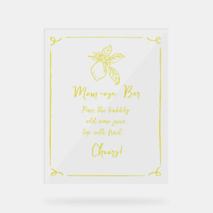 Hand Drawn Lemon Baby Shower Mom-osa Bar Acrylic Sign