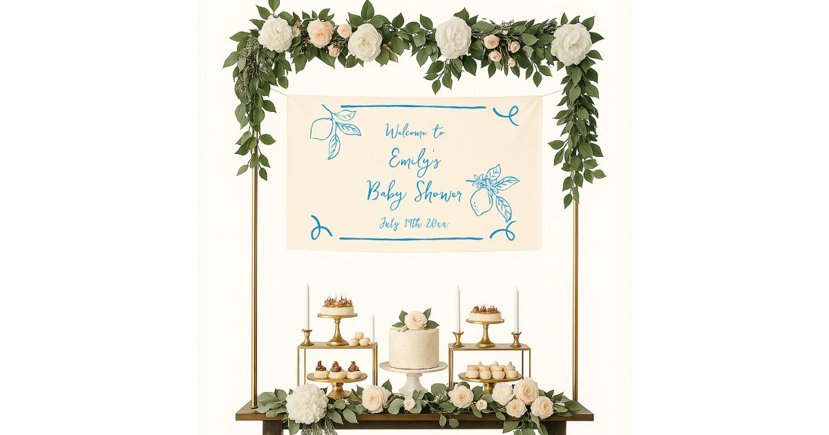 Hand Drawn Lemon Baby Shower Welcome Banner | Zazzle