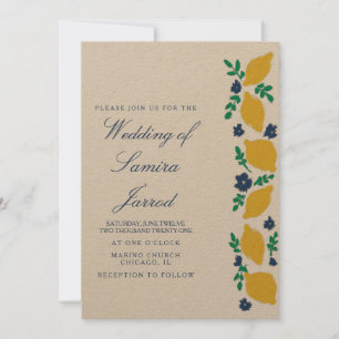 Hand-Drawn Lemon Botanical Abstract Wedding Kraft