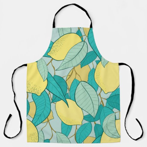 Hand_drawn lemon garden seamless pattern apron