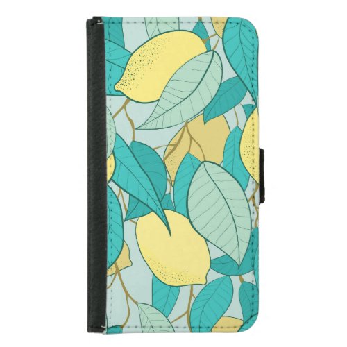 Hand_drawn lemon garden seamless pattern samsung galaxy s5 wallet case