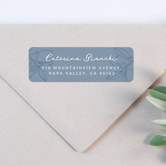 Hand Drawn Lemon Illustration Blue Return Address Label (Creator Uploaded)