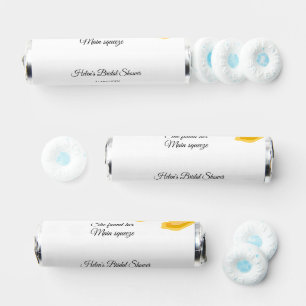 hand drawn lemon leaves add QR bridal shower Breath Savers® Mints
