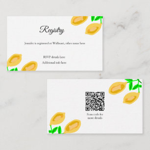 hand drawn lemon leaves add QR bridal shower Enclosure Card