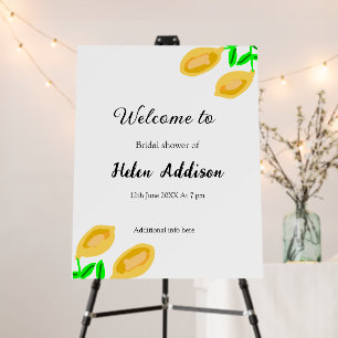hand drawn lemon leaves add QR bridal shower Foam Board