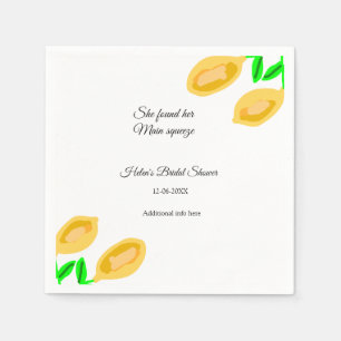hand drawn lemon leaves add QR bridal shower Napkins