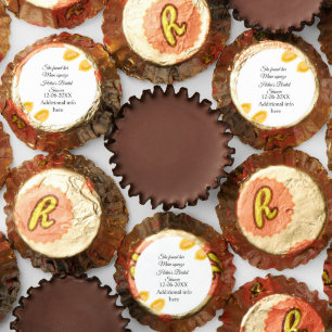 hand drawn lemon leaves add QR bridal shower Reese's Peanut Butter Cups