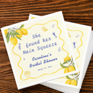 Hand Drawn Lemon Main Squeeze Bridal Shower Napkins