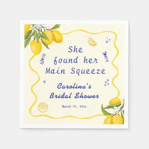 Hand Drawn Lemon Main Squeeze Bridal Shower Napkins