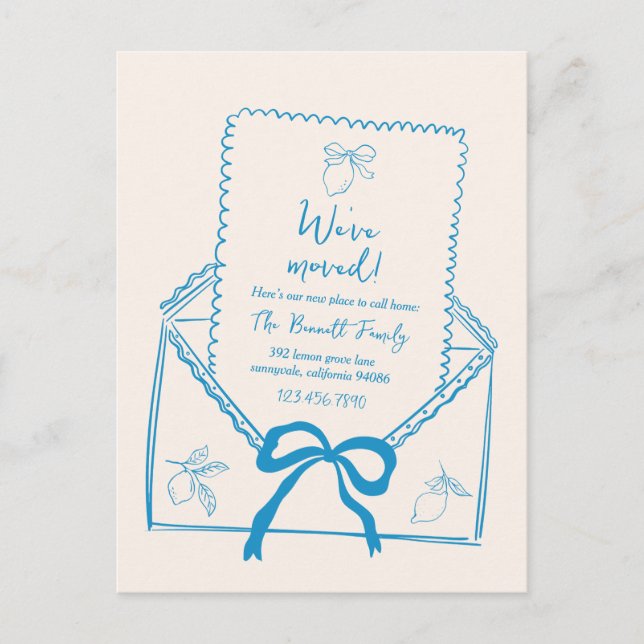 Hand Drawn Lemon Moving Announcement Postcard (Front)