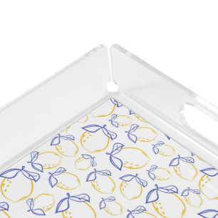 Hand Drawn Lemon Pattern Acrylic Tray