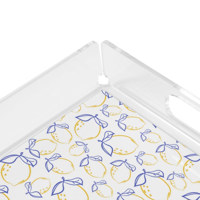 Hand Drawn Lemon Pattern Acrylic Tray (Corner)