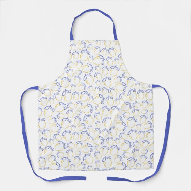 Hand Drawn Lemon Pattern Apron (Front)