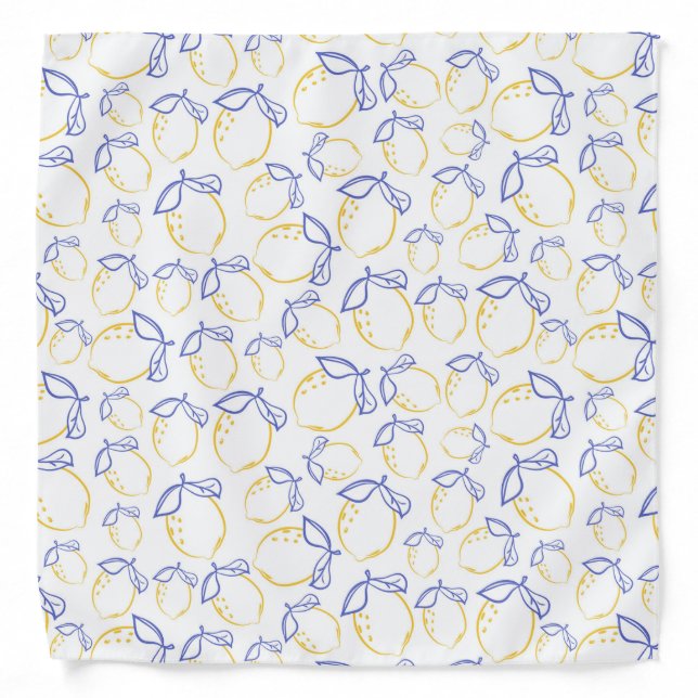 Hand Drawn Lemon Pattern Bandana (Front)
