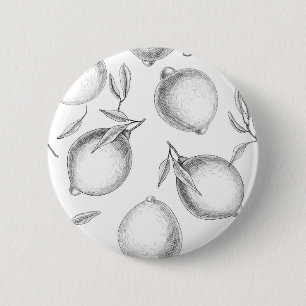 Hand drawn Lemon pattern Button