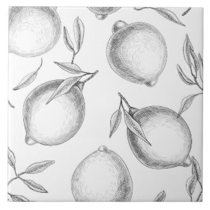 Hand drawn Lemon pattern Ceramic Tile